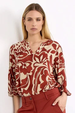 Bluser-Soyaconcept Mønstret viskosebluse Rust / Mønstret