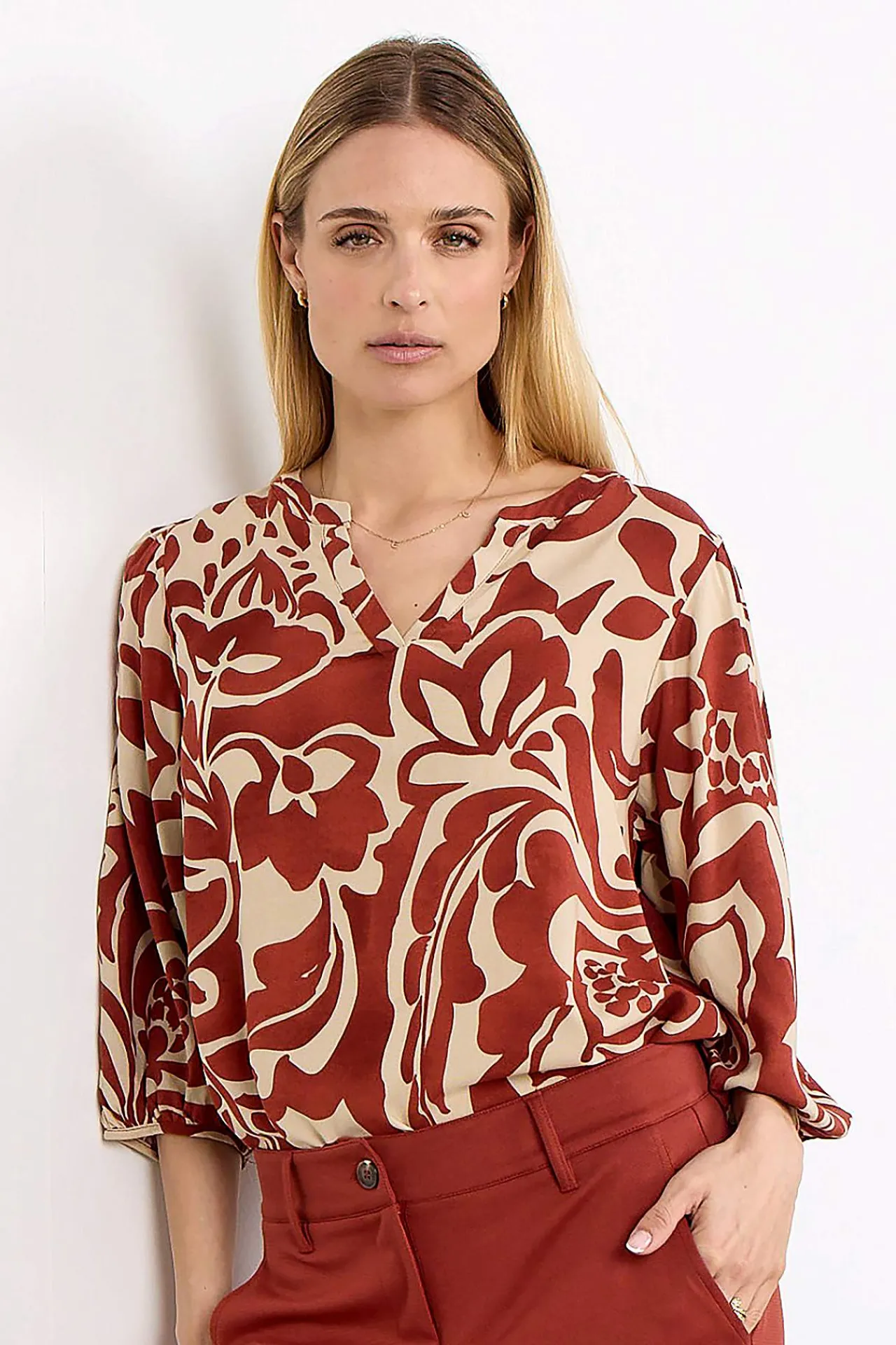 Bluser-Soyaconcept Mønstret viskosebluse Rust / Mønstret