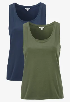 Tanktoppe|Toppe Og Tanktoppe-Cellbes of Sweden Negligé i blød, økologisk bomuld 2-pack Mørkegrøn + Marine