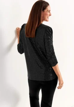 Toppe-Cellbes of Sweden Paillet top med 3/4 ærmer Sort / Glitter
