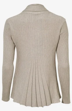 Cardiganer|Cardiganer- Ribbet, åben cardigan Beigemeleret