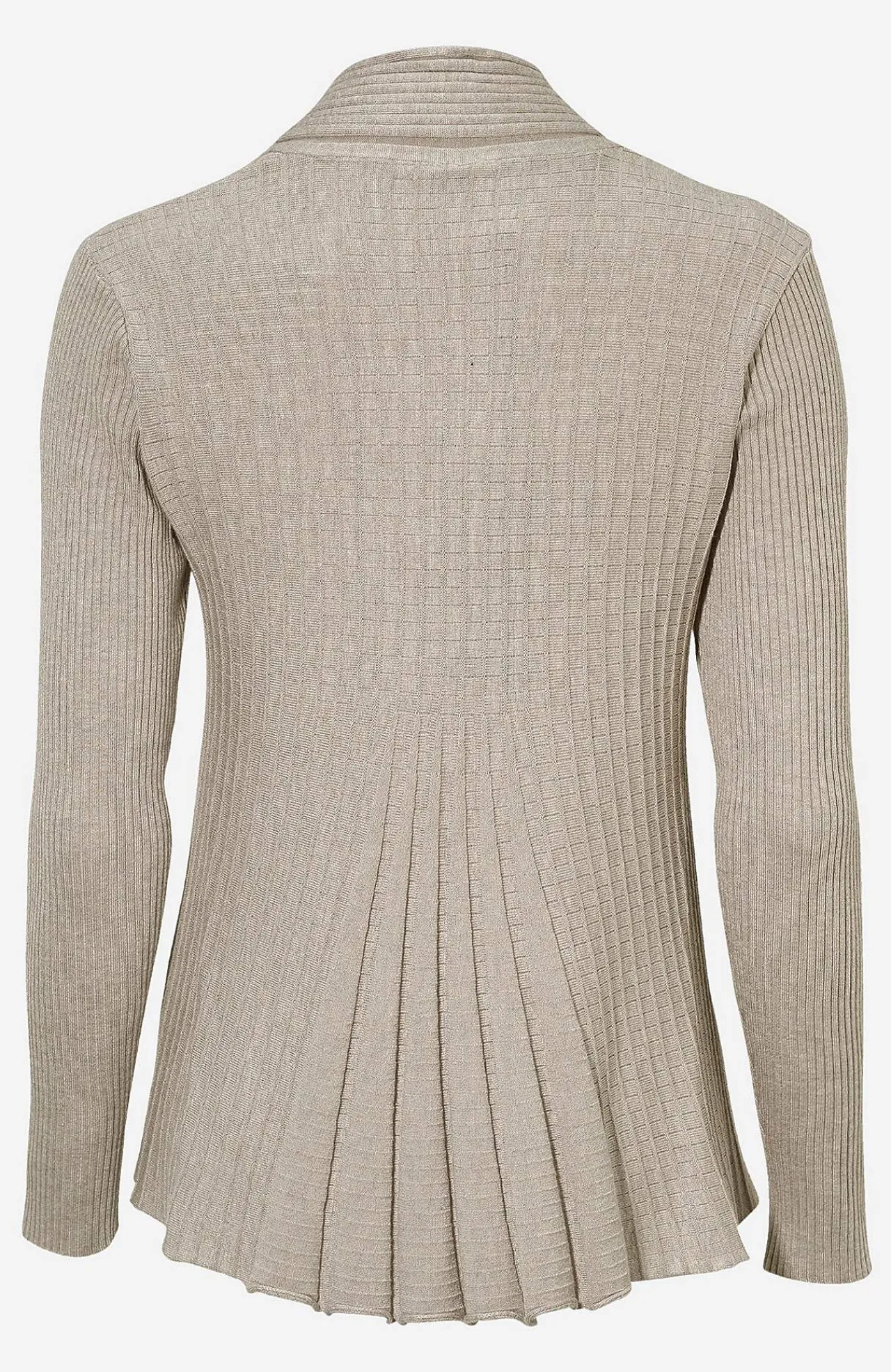 Cardiganer|Cardiganer- Ribbet, åben cardigan Beigemeleret