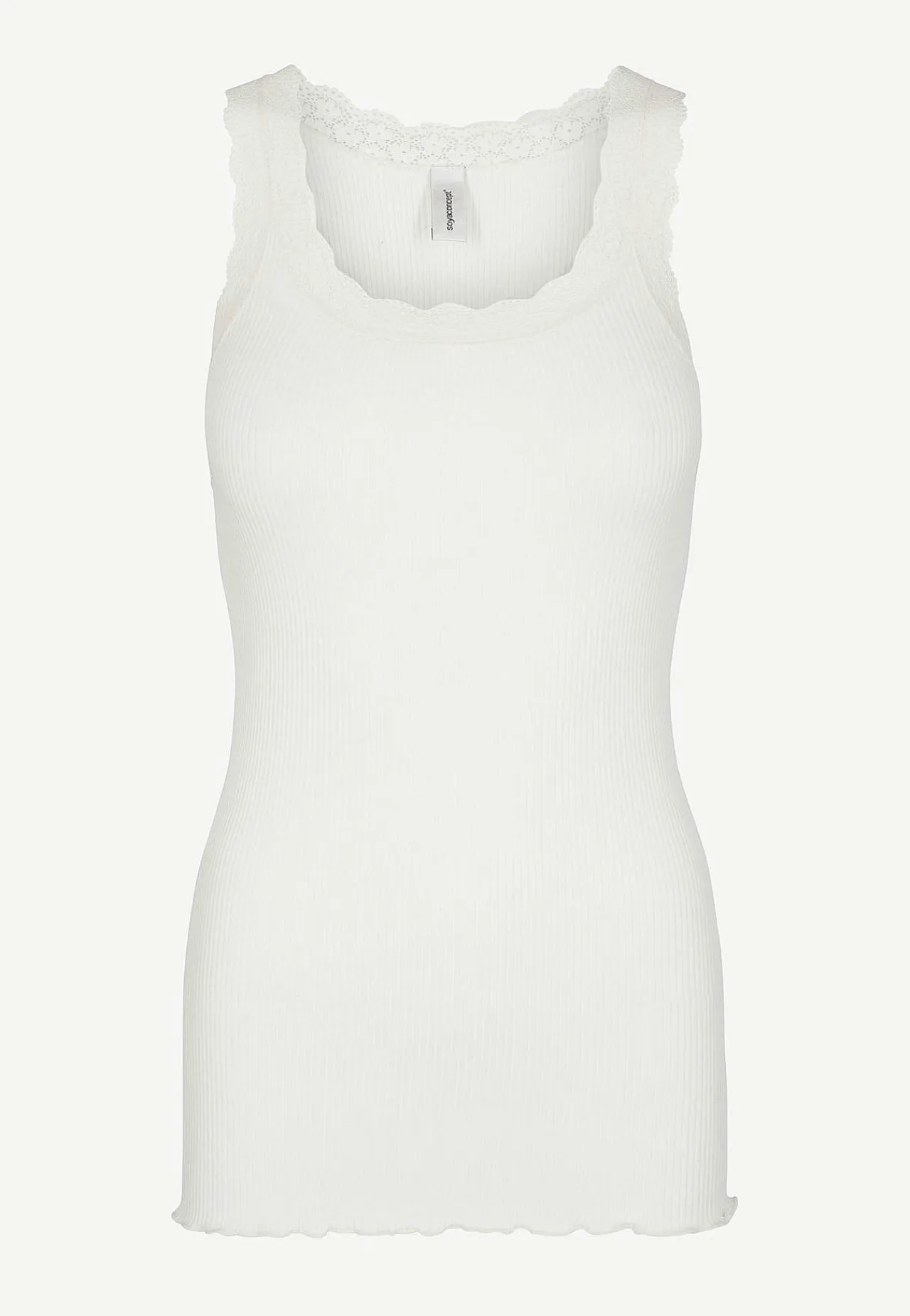 Tanktoppe- Ribbet singlet i silkemix | Cellbes