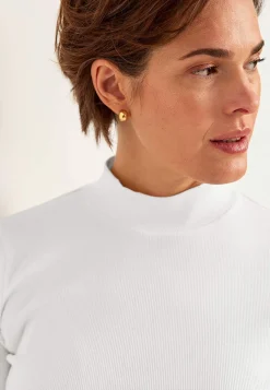 Poloskjorter|Toppe- Ribbet top med turtleneck Hvid