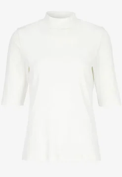 Poloskjorter|Toppe- Ribbet top med turtleneck Hvid