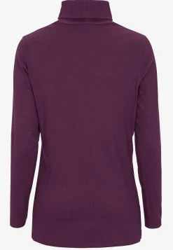 Poloskjorter|Toppe-Cellbes of Sweden Ribbet turtleneck trøje i økologisk bomuld Blomme