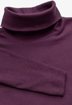 Poloskjorter|Toppe-Cellbes of Sweden Ribbet turtleneck trøje i økologisk bomuld Blomme