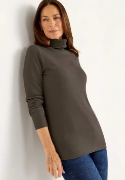 Poloskjorter|Toppe-Cellbes of Sweden Ribbet turtleneck trøje i økologisk bomuld | Cellbes