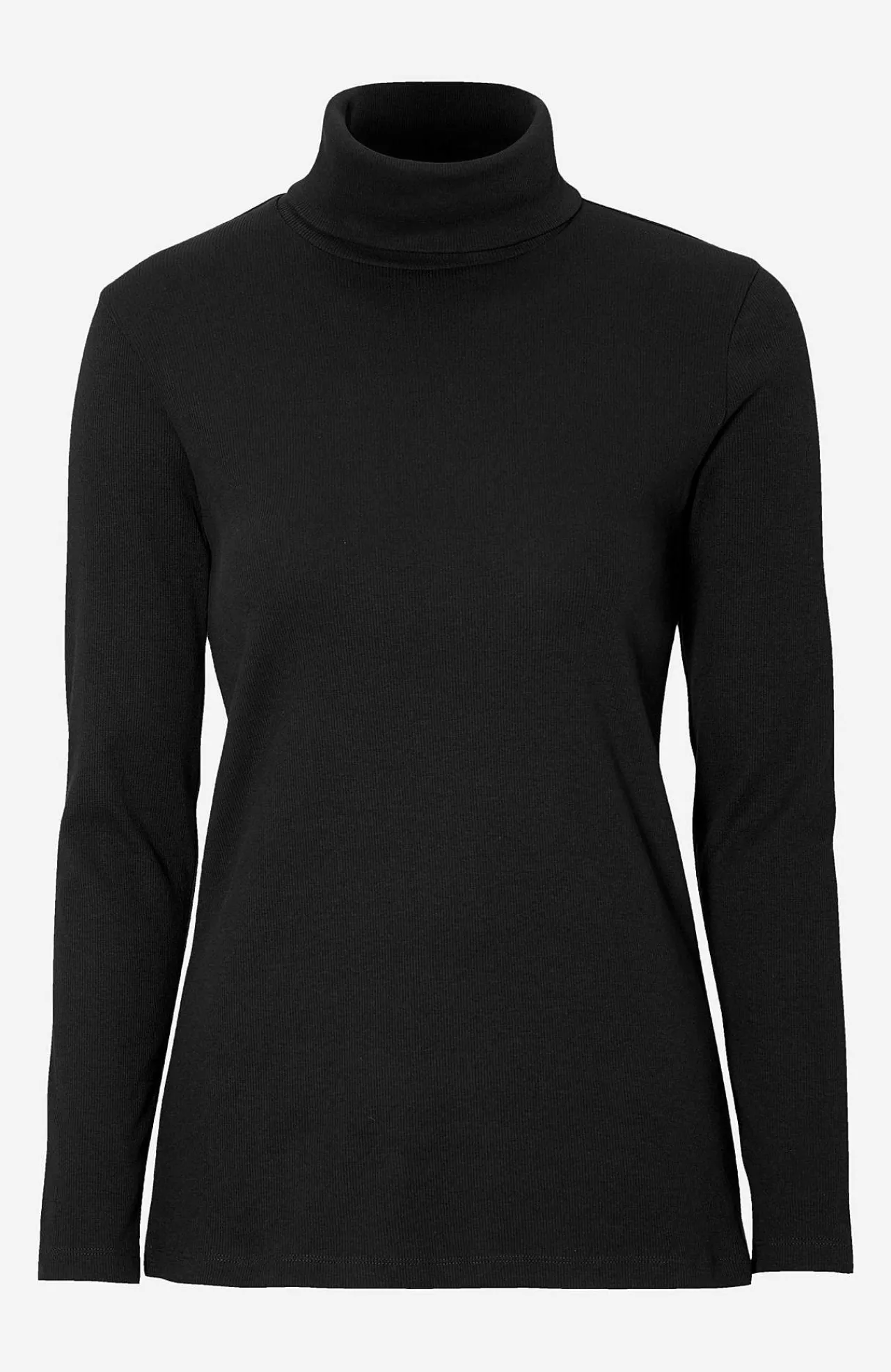 Poloskjorter|Toppe-Cellbes of Sweden Ribbet turtleneck trøje i økologisk bomuld Sort