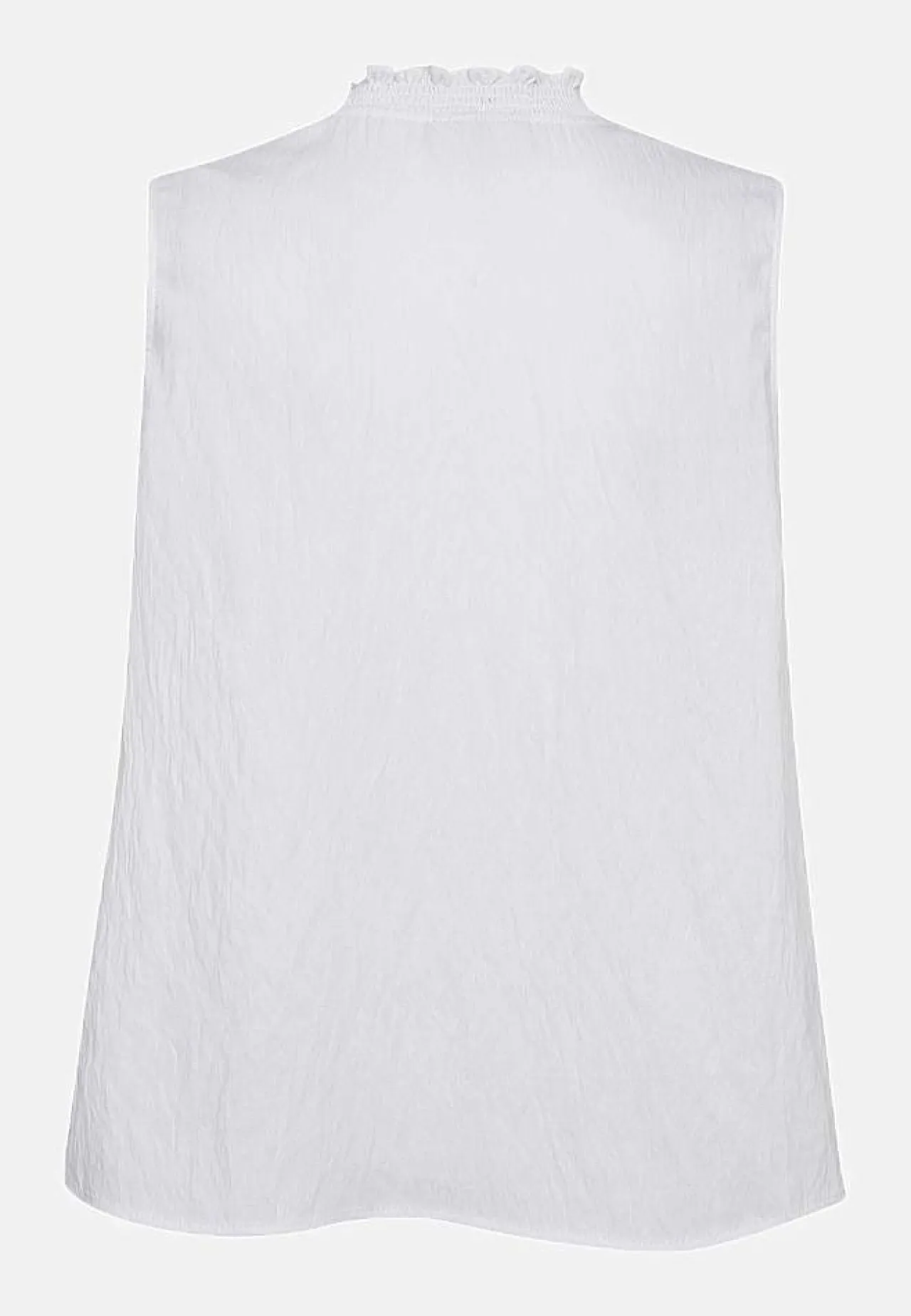 Tanktoppe|Bluser- Ærmeløs bluse med rynkedetaljer Hvid