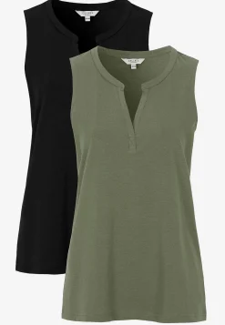Tanktoppe-Cellbes of Sweden Ærmeløs top i økologisk bomuld 2-pack Kakigrøn + Sort / Ensfarvet