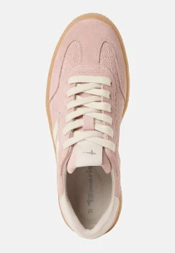 Sneakers|Lædersko-Tamaris Ruskindssneakers med snøring Lys rosa