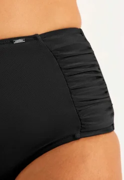 Bikinier- Rynket bikiniunderdel med høj talje Honolulu Sort