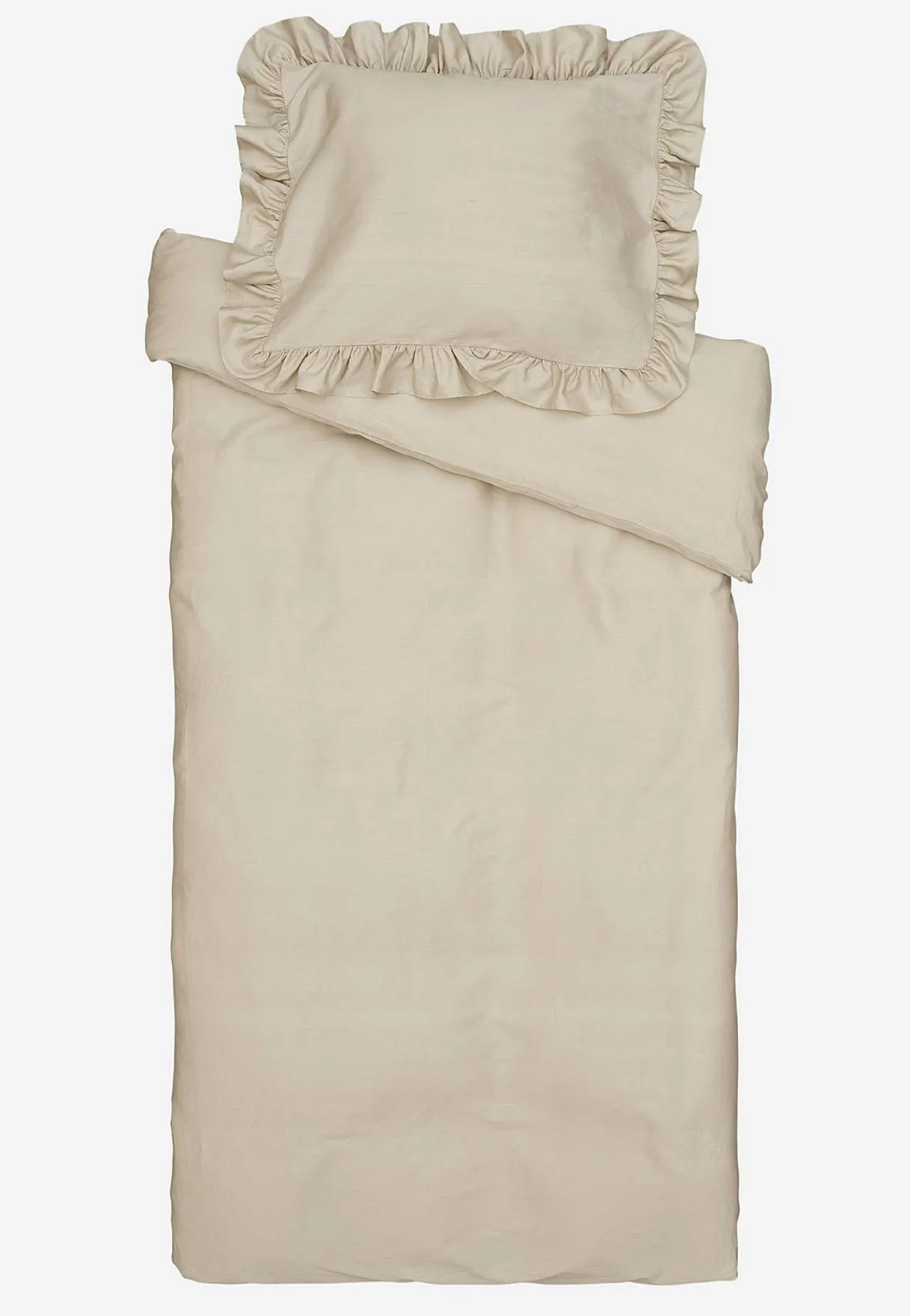 Sengesæt-Cellbes of Sweden Sengesæt i satin med volanter Økologisk bomuld Lys beige