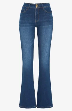 Høj Talje|Bootcut- Shaping-jeans med bootcut og superstræk Mørkeblå / Denim