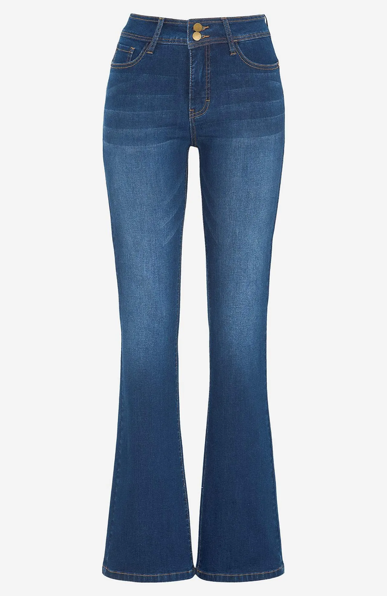 Høj Talje|Bootcut- Shaping-jeans med bootcut og superstræk Mørkeblå / Denim