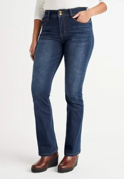 Høj Talje|Bootcut- Shaping-jeans med bootcut og superstræk Mørkeblå / Denim