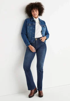 Høj Talje|Bootcut- Shaping-jeans med bootcut og superstræk Mørkeblå / Denim