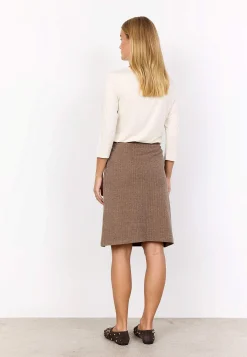 Nederdele-Soyaconcept Sildebensmønstret jerseynederdel Beige melange / Sildebensmønstret