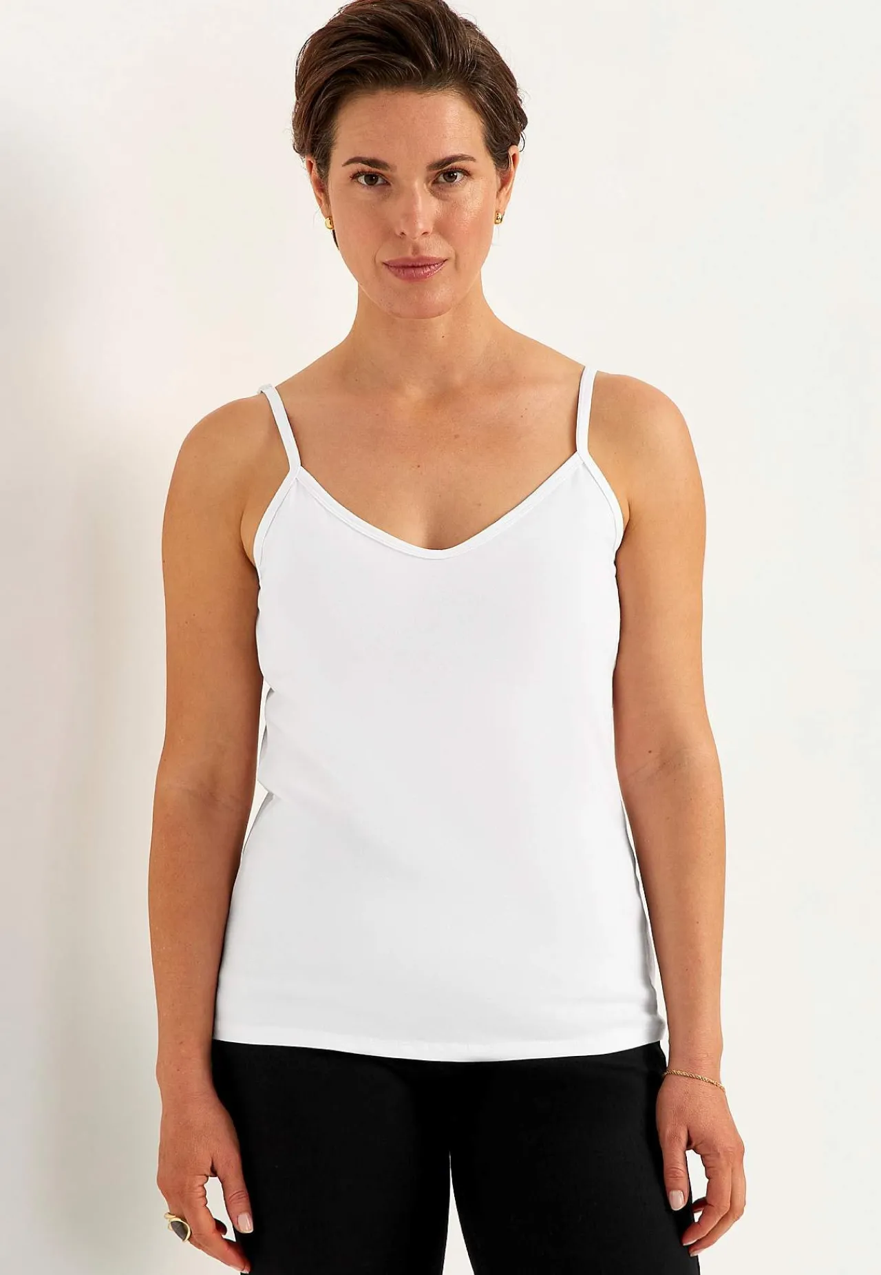 Tanktoppe|Toppe Og Tanktoppe- Singlet i blød, økologisk bomuld 2-pack Sort + Hvid