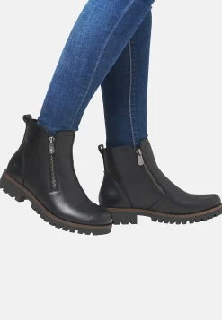 Lædersko|Boots- Skindstøvle med dobbelte lynlåse | Cellbes