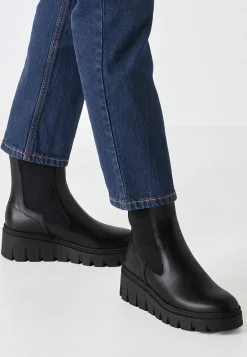 Lædersko|Boots- Skindstøvle med høj sål | Cellbes