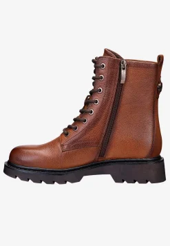 Lædersko|Boots-Tamaris Skindstøvle med lynlås Cognac