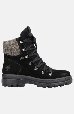 Lædersko|Boots- Skindstøvle med udtrækkelige crampons Sort