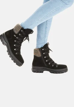 Lædersko|Boots- Skindstøvle med udtrækkelige crampons Sort