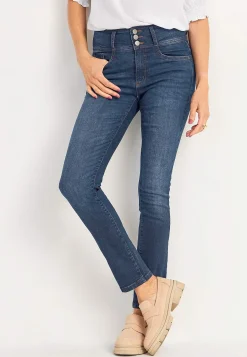Høj Talje|Ankeljeans- Smalle jeans med høj talje - tre længder Jennifer Mørkeblå / Denim