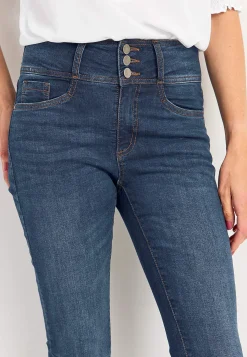 Høj Talje|Ankeljeans- Smalle jeans med høj talje - tre længder Jennifer Mørkeblå / Denim
