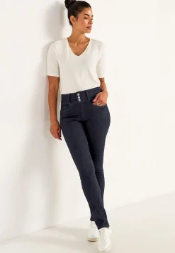 Høj Talje|Ankeljeans- Smalle jeans med høj talje - tre længder Jennifer Mørk denim / Ikke vasket