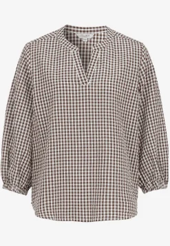 Bluser|Bluser Med Pufærmer-Cellbes of Sweden Småternet bluse i seersucker Brun