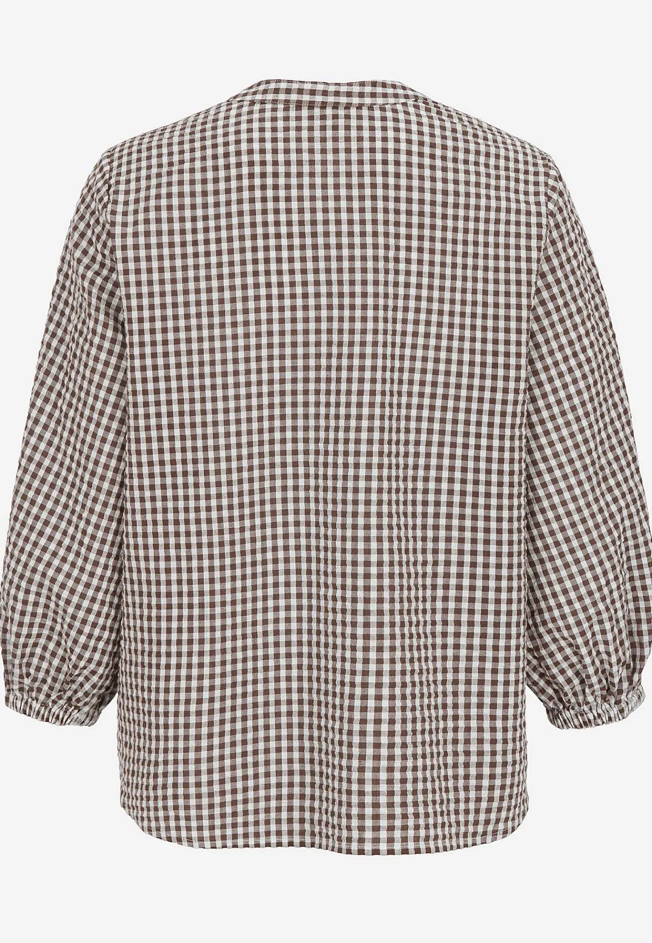 Bluser|Bluser Med Pufærmer-Cellbes of Sweden Småternet bluse i seersucker Brun