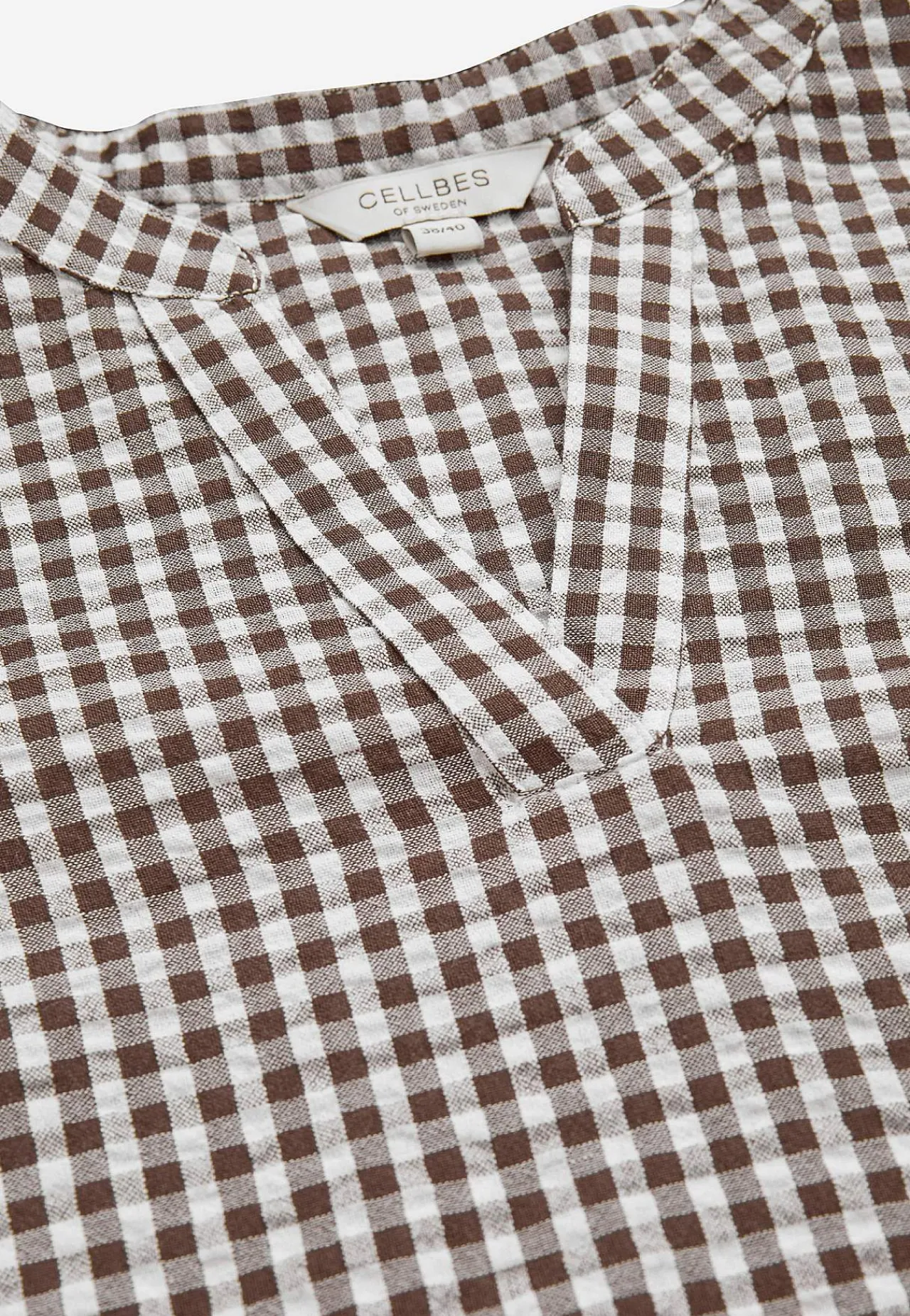 Bluser|Bluser Med Pufærmer-Cellbes of Sweden Småternet bluse i seersucker Brun