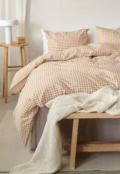 Sengesæt- Småternet sengesæt 150x210 cm Beige / Ternet