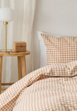 Sengesæt- Småternet sengesæt 150x210 cm Beige / Ternet
