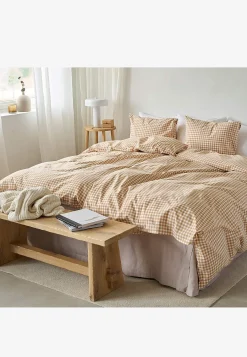 Sengesæt- Småternet sengesæt 150x210 cm Beige / Ternet