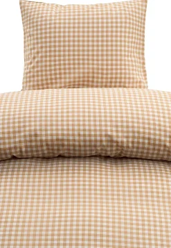 Sengesæt- Småternet sengesæt 150x210 cm Beige / Ternet