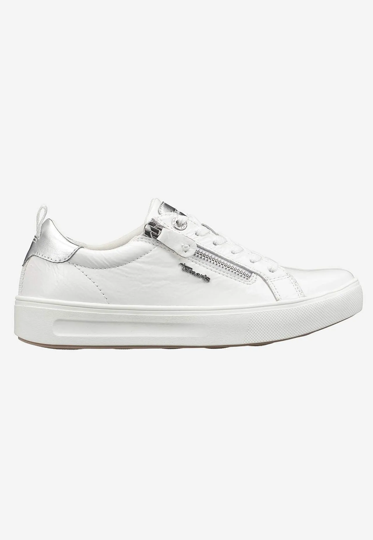 Sneakers|Lædersko- Sneakers i patentlæder Hvid