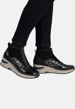 Sneakers|Boots- Sneakerstøvle med wedgehæl Sort / Mønstret
