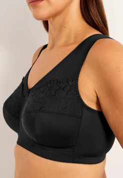 Undertøj|Bh- Soft BH med broderi Lily Sort