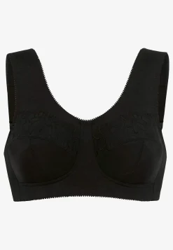 Undertøj|Bh- Soft BH med broderi Lily Sort