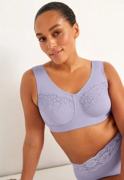 2-Pack|Undertøj- Soft BH med broderi Lily 2-pack Lilla + Hvid