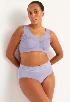 2-Pack|Undertøj- Soft BH med broderi Lily 2-pack Lilla + Hvid