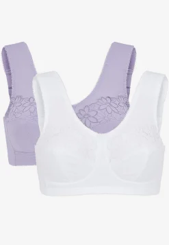 2-Pack|Undertøj- Soft BH med broderi Lily 2-pack Lilla + Hvid