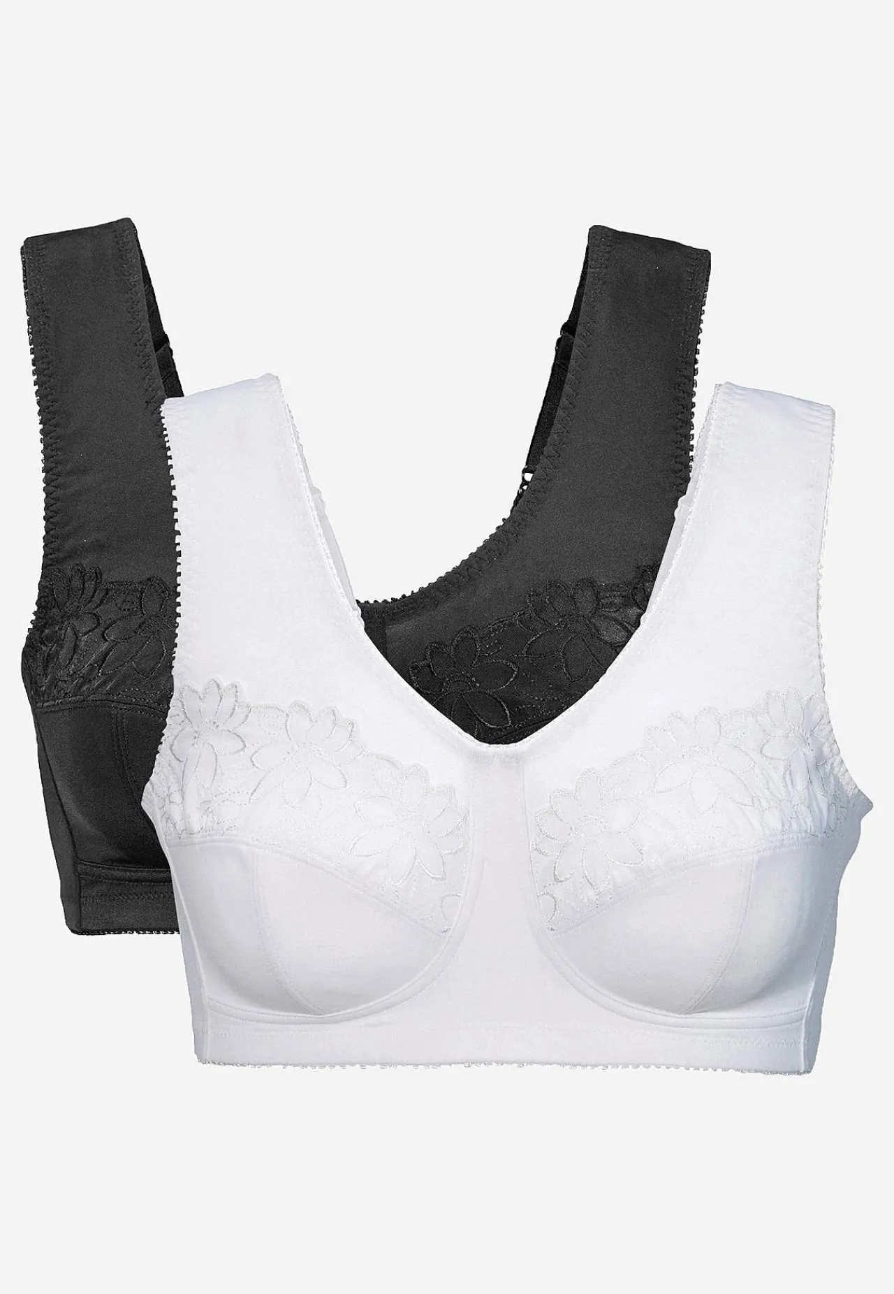 2-Pack|Undertøj-Cellbes of Sweden Soft BH med broderi Lily 2-pack Sort + Hvid