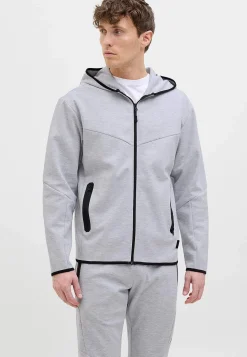 Trøjer-JACK & JONES Sporty hættetrøje med lynlås Lys gråmeleret