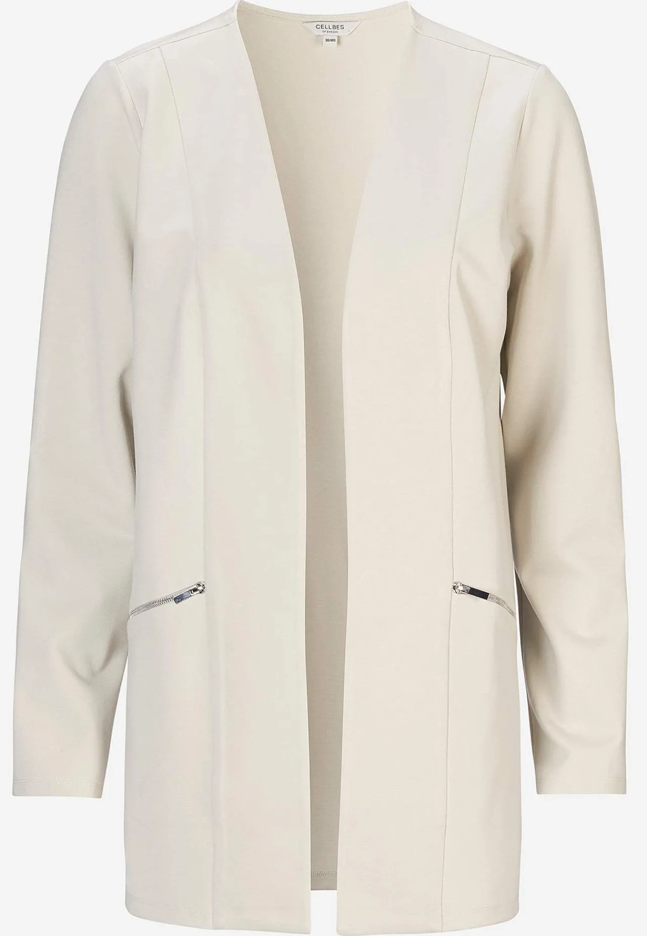 Jakker Og Blazere|Cardiganer-Cellbes of Sweden Stilren habitjakke i Punto di Roma jersey Lisa Beige