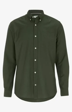 Skjorter- Stilren skjorte med button down flip Mørkegrøn